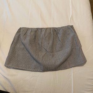 blue/white striped strapless top